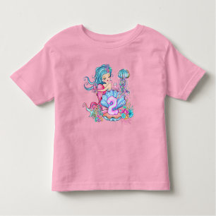 Mermaid 2nd Birthday Change Edit Text Personalise Toddler T-Shirt