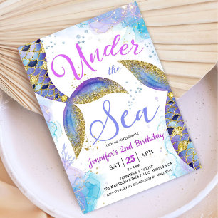 Mermaid 2nd Birthday Girl Pink Under the Sea Invitation