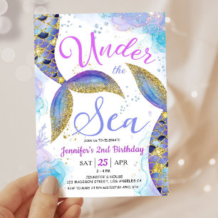 Mermaid 2nd Birthday Girl Under the Sea Invitation