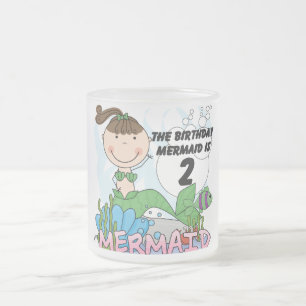 Mermaid 2nd Birthday Tshirts and Gifts Frosted Glass Coffee Mug