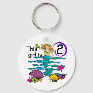 Mermaid 2nd Birthday Tshirts and Gifts Key Ring