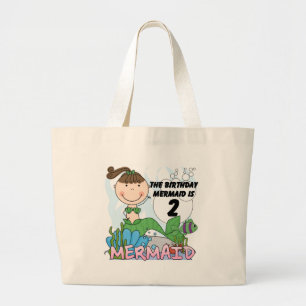 Mermaid 2nd Birthday Tshirts and Gifts Large Tote Bag