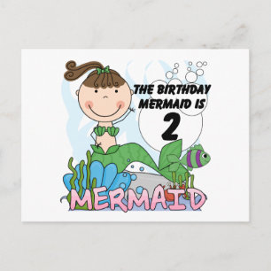 Mermaid 2nd Birthday Tshirts and Gifts Postcard