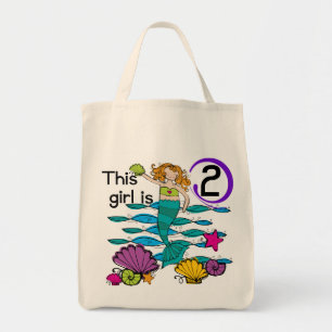 Mermaid 2nd Birthday Tshirts and Gifts Tote Bag