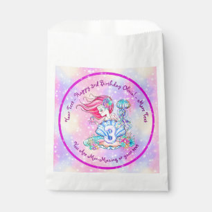 Mermaid 3rd Birthday Change Edit Text Personalise  Favour Bags