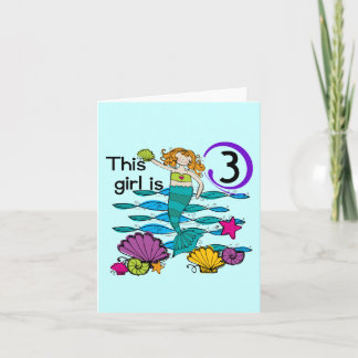 Mermaid 3rd Birthday T shirts and Gifts Card
