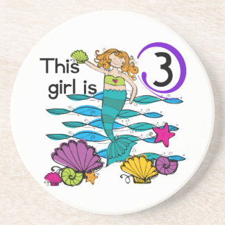Mermaid 3rd Birthday T shirts and Gifts Coaster