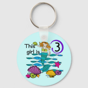 Mermaid 3rd Birthday T shirts and Gifts Key Ring