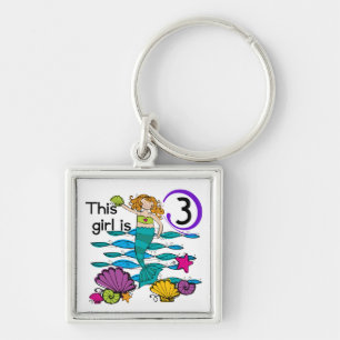 Mermaid 3rd Birthday T shirts and Gifts Key Ring