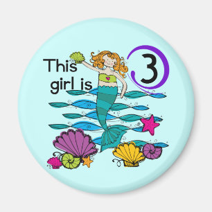 Mermaid 3rd Birthday T shirts and Gifts Magnet
