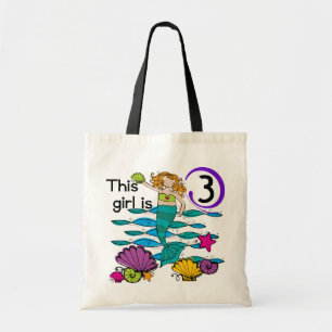 Mermaid 3rd Birthday T shirts and Gifts Tote Bag