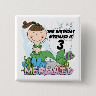 Mermaid 3rd Birthday Tshirts and Gifts 15 Cm Square Badge