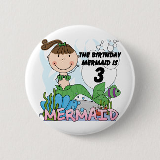 Mermaid 3rd Birthday Tshirts and Gifts 6 Cm Round Badge