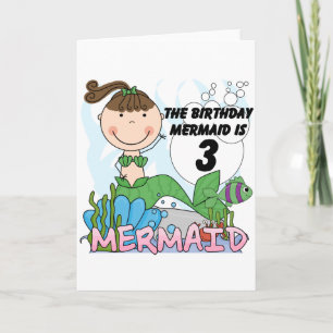 Mermaid 3rd Birthday Tshirts and Gifts Card