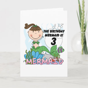 Mermaid 3rd Birthday Tshirts and Gifts Card