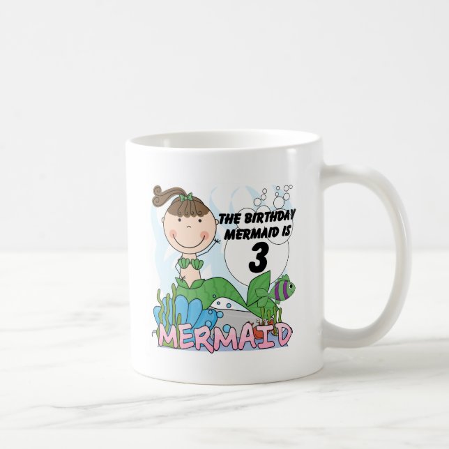 Mermaid 3rd Birthday Tshirts and Gifts Coffee Mug (Right)