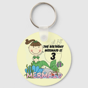 Mermaid 3rd Birthday Tshirts and Gifts Key Ring