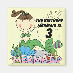 Mermaid 3rd Birthday Tshirts and Gifts Magnet