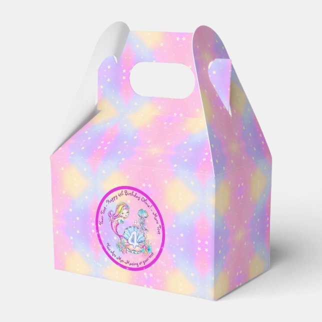 Mermaid 4th Birthday Change Edit Text Personalise  Favour Box (Front Side)