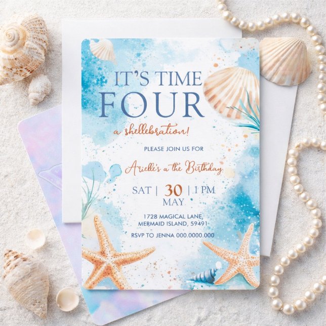 Mermaid 4th Birthday Invitation (Creator Uploaded)