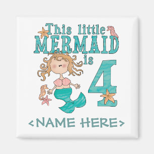 Mermaid 4th Birthday Magnet