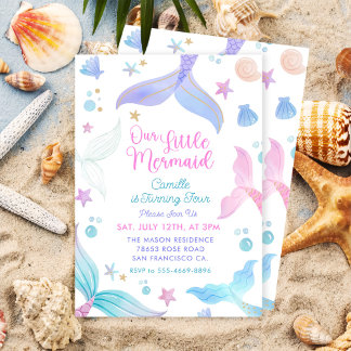 Mermaid 4th Birthday Our Little Mermaid Party Invitation