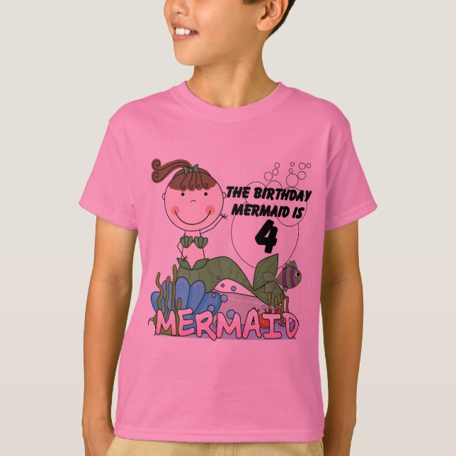Mermaid 4th Birthday T-shirts and Gifts (Front)