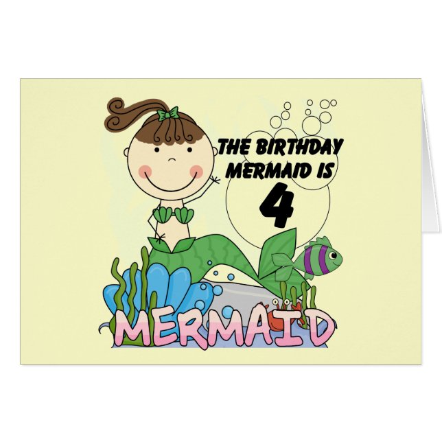 Mermaid 4th Birthday T-shirts and Gifts (Front Horizontal)