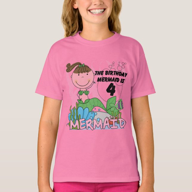Mermaid 4th Birthday T-shirts and Gifts (Front)
