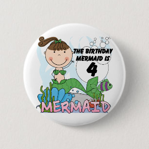 Mermaid 4th Birthday T-shirts and Gifts 6 Cm Round Badge
