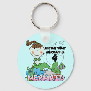 Mermaid 4th Birthday T-shirts and Gifts Key Ring