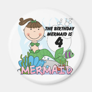 Mermaid 4th Birthday T-shirts and Gifts Magnet