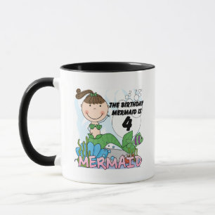Mermaid 4th Birthday T-shirts and Gifts Mug
