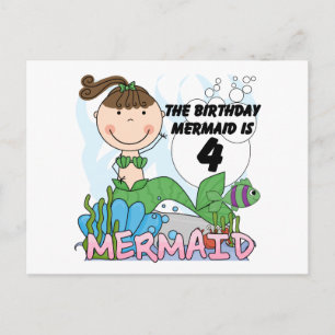Mermaid 4th Birthday T-shirts and Gifts Postcard