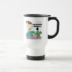 Mermaid 4th Birthday T-shirts and Gifts Travel Mug