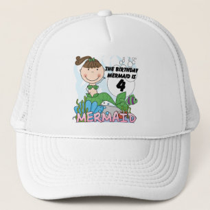 Mermaid 4th Birthday T-shirts and Gifts Trucker Hat