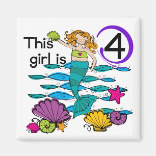 Mermaid 4th Birthday Tshirts and Gifts Magnet