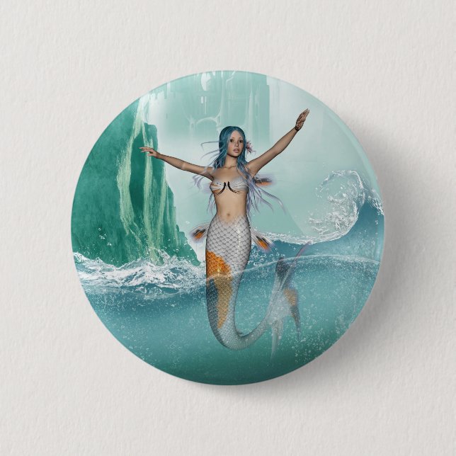 Mermaid 6 Cm Round Badge (Front)