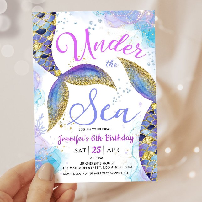 Mermaid 6th Birthday Girl Under the Sea Invitation (Creator Uploaded)