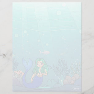 Mermaid - 8.5" x 11" Stationery Sheet