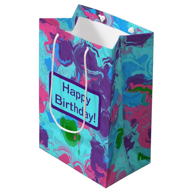 Mermaid Abstract Splatter Medium Gift Bag (Front Angled)