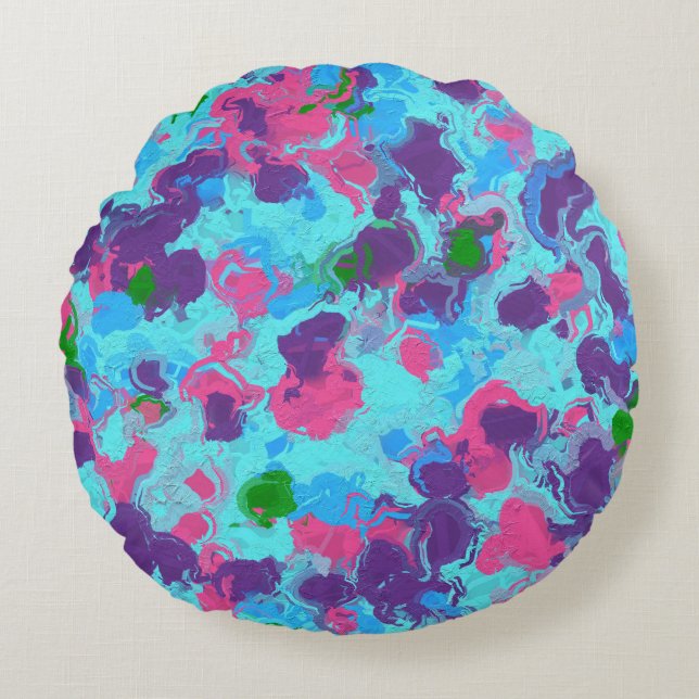 Mermaid Abstract Splatter Round Cushion (Front)