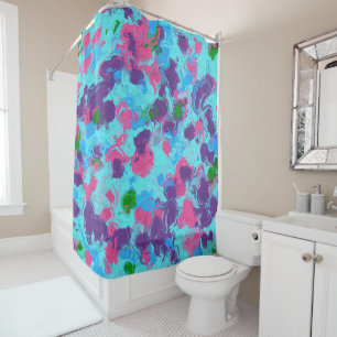 Mermaid Abstract Splatter Shower Curtain