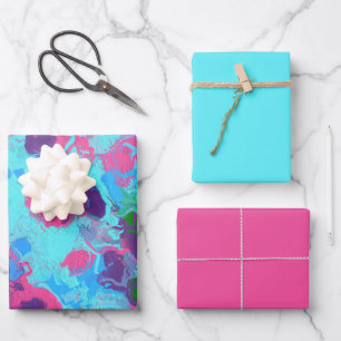 Mermaid Abstract Splatter Wrapping Paper Sheet