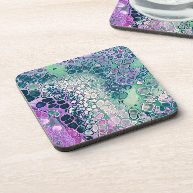 Mermaid Acrylic Pour, Cool Colourful Abstract Coaster (Left Side)