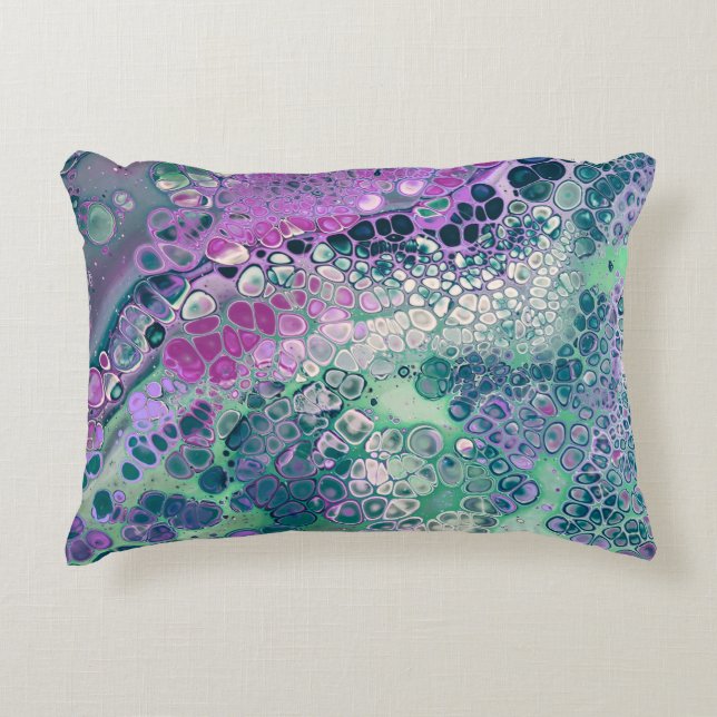 Mermaid Acrylic Pour, Cool Colourful Abstract Decorative Cushion (Front)