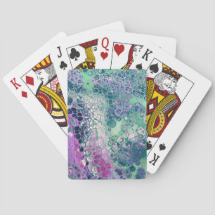 Mermaid Acrylic Pour, Cool Colourful Abstract Playing Cards