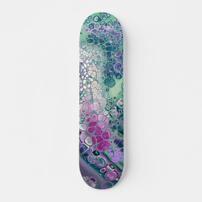 Mermaid Acrylic Pour, Cool Colourful Abstract Skateboard (Front)
