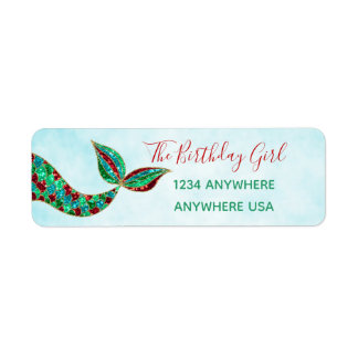 Mermaid address labels, Christmas, Birthday