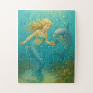 Mermaid and Dolphin Kids 30 oversized piece Jigsaw Puzzle